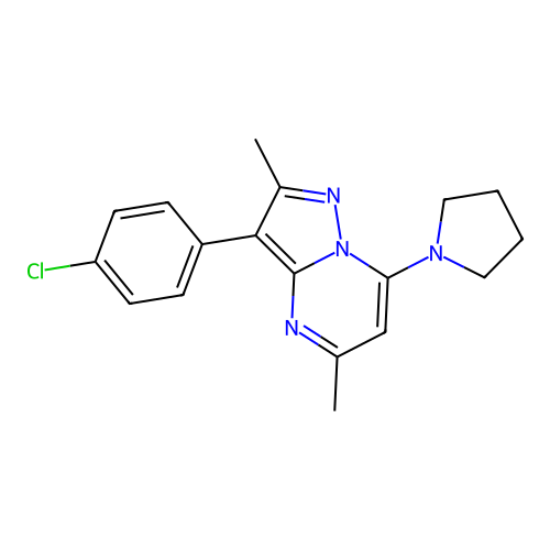 3-(4-Chlorophenyl)-2,5-dimethyl-7-(pyrrolidin-1-yl)pyrazolo[1,5-a]pyrimidine structure