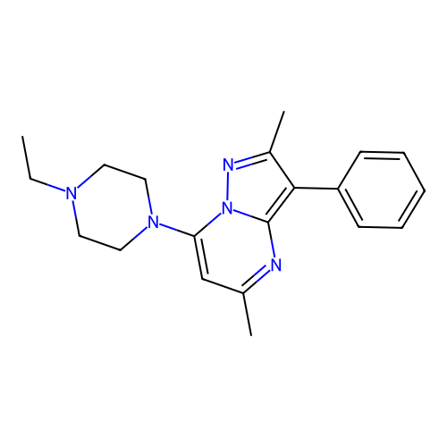 7-(4-Ethylpiperazin-1-yl)-2,5-dimethyl-3-phenylpyrazolo[1,5-a]pyrimidine structure
