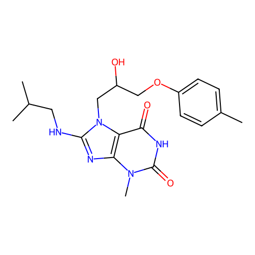 7-(2-hydroxy-3-(p-tolyloxy)propyl)-8-(isobutylamino)-3-methyl-1H-purine-2,6(3H,7H)-dione structure
