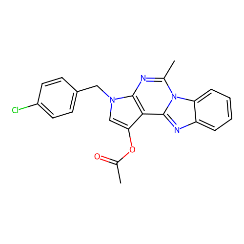 3-(4-chlorobenzyl)-5-methyl-3H-benzo[4,5]imidazo[1,2-c]pyrrolo[3,2-e]pyrimidin-1-yl acetate structure