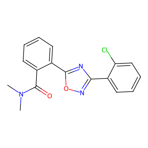 2-[3-(2-chlorophenyl)-1,2,4-oxadiazol-5-yl]-N,N-dimethylbenzamide structure