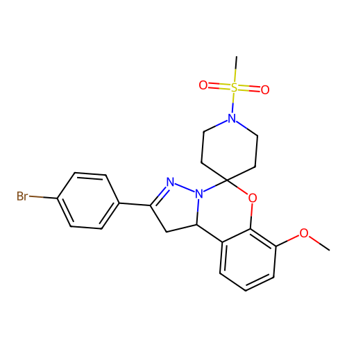 2'-(4-bromophenyl)-7'-methoxy-1-(methylsulfonyl)-1',10b'-dihydrospiro[piperidine-4,5'-pyrazolo[1,5-c][1,3]benzoxazine] structure