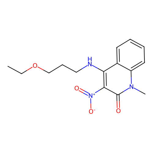 4-((3-ethoxypropyl)amino)-1-methyl-3-nitroquinolin-2(1H)-one structure