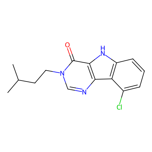 9-chloro-3-(3-methylbutyl)-5H-pyrimido[5,4-b]indol-4-one structure
