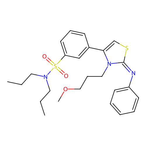 3-[(2Z)-3-(3-methoxypropyl)-2-(phenylimino)-2,3-dihydro-1,3-thiazol-4-yl]-N,N-dipropylbenzenesulfonamide structure