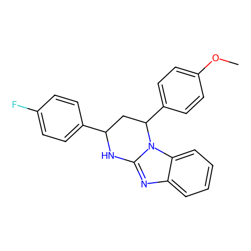 2-(4-fluorophenyl)-4-(4-methoxyphenyl)-1,2,3,4-tetrahydropyrimido[1,2-a]benzimidazole structure