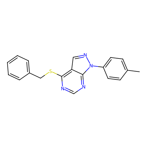 4-Benzylsulfanyl-1-p-tolyl-1H-pyrazolo[3,4-d]pyrimidine structure