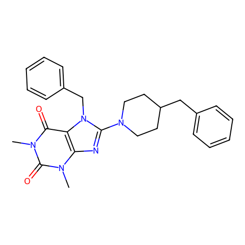 7-benzyl-8-(4-benzylpiperidin-1-yl)-1,3-dimethyl-3,7-dihydro-1H-purine-2,6-dione structure