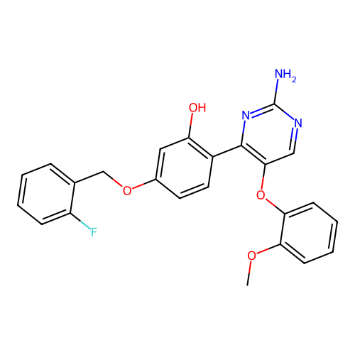 2-(2-Amino-5-(2-methoxyphenoxy)pyrimidin-4-yl)-5-((2-fluorobenzyl)oxy)phenol structure