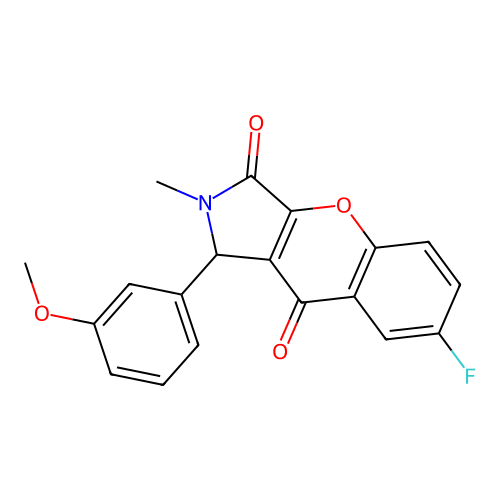 7-fluoro-1-(3-methoxyphenyl)-2-methyl-1,2-dihydrochromeno[2,3-c]pyrrole-3,9-dione structure