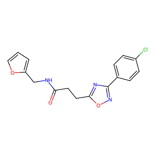 3-[3-(4-chlorophenyl)-1,2,4-oxadiazol-5-yl]-N-(furan-2-ylmethyl)propanamide structure