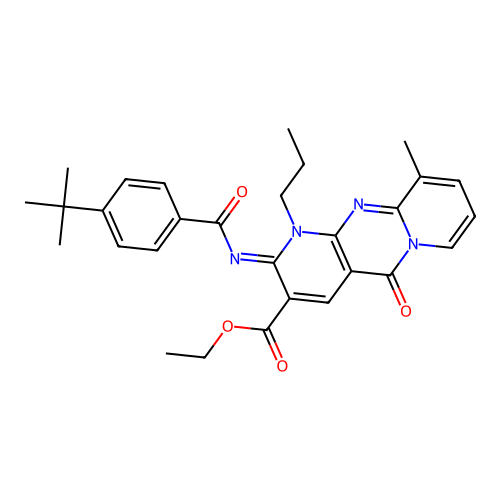 (Z)-ethyl 2-((4-(tert-butyl)benzoyl)imino)-10-methyl-5-oxo-1-propyl-2,5-dihydro-1H-dipyrido[1,2-a:2',3'-d]pyrimidine-3-carboxylate structure