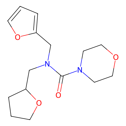 N-(furan-2-ylmethyl)-N-(tetrahydrofuran-2-ylmethyl)morpholine-4-carboxamide structure
