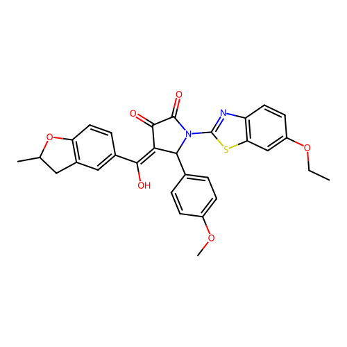 (4E)-1-(6-ethoxy-1,3-benzothiazol-2-yl)-4-[hydroxy(2-methyl-2,3-dihydro-1-benzofuran-5-yl)methylidene]-5-(4-methoxyphenyl)pyrrolidine-2,3-dione structure