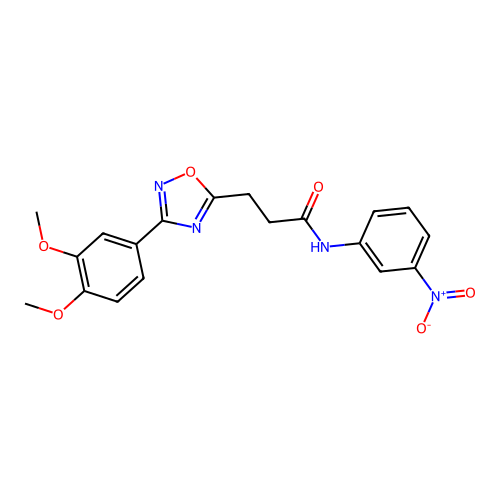3-[3-(3,4-dimethoxyphenyl)-1,2,4-oxadiazol-5-yl]-N-(3-nitrophenyl)propanamide structure