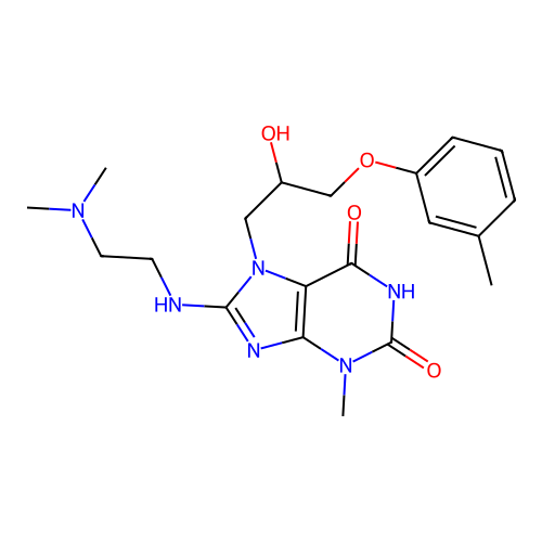8-((2-(dimethylamino)ethyl)amino)-7-(2-hydroxy-3-(m-tolyloxy)propyl)-3-methyl-1H-purine-2,6(3H,7H)-dione structure