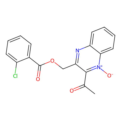 (3-Acetyl-4-oxidoquinoxalin-4-ium-2-yl)methyl 2-chlorobenzoate structure