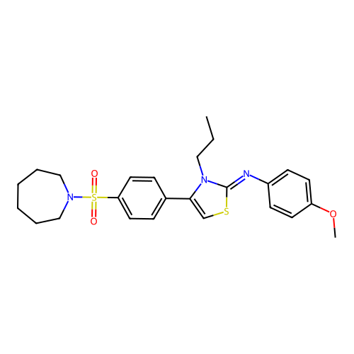 N-[(2Z)-4-[4-(azepan-1-ylsulfonyl)phenyl]-3-propyl-1,3-thiazol-2(3H)-ylidene]-4-methoxyaniline structure