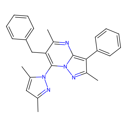 6-benzyl-7-(3,5-dimethyl-1H-pyrazol-1-yl)-2,5-dimethyl-3-phenylpyrazolo[1,5-a]pyrimidine structure
