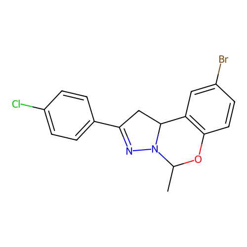 9-Bromo-2-(4-chlorophenyl)-5-methyl-1,10b-dihydropyrazolo[1,5-c][1,3]benzoxazine structure