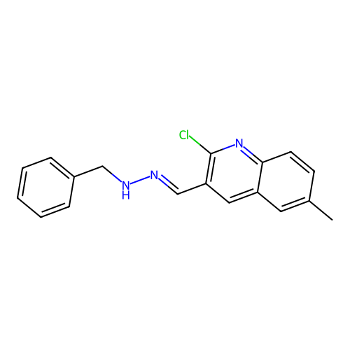3-[(E)-(2-benzylhydrazinylidene)methyl]-2-chloro-6-methylquinoline structure