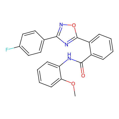 2-[3-(4-fluorophenyl)-1,2,4-oxadiazol-5-yl]-N-(2-methoxyphenyl)benzamide structure