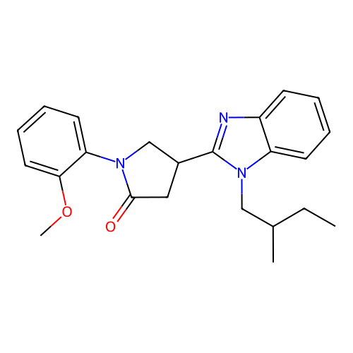 1-(2-methoxyphenyl)-4-[1-(2-methylbutyl)-1H-benzimidazol-2-yl]pyrrolidin-2-one structure