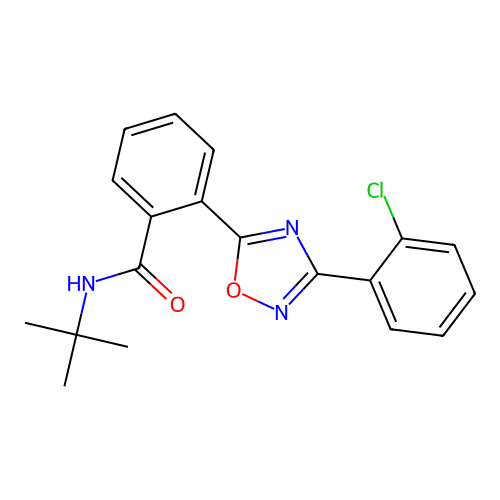 N-tert-butyl-2-[3-(2-chlorophenyl)-1,2,4-oxadiazol-5-yl]benzamide structure