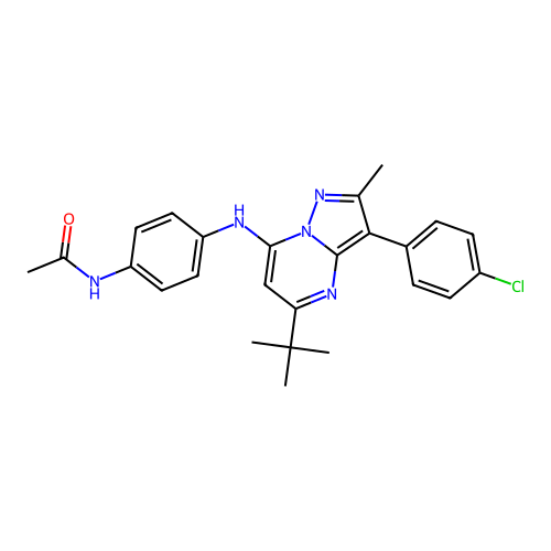 N-(4-{[5-tert-butyl-3-(4-chlorophenyl)-2-methylpyrazolo[1,5-a]pyrimidin-7-yl]amino}phenyl)acetamide structure