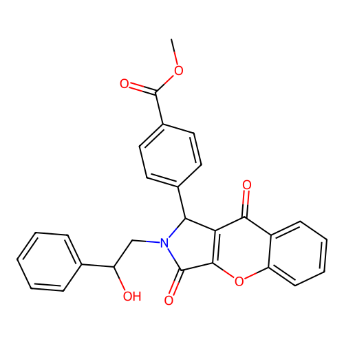 methyl 4-[2-(2-hydroxy-2-phenylethyl)-3,9-dioxo-1H-chromeno[2,3-c]pyrrol-1-yl]benzoate structure