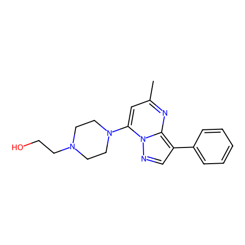 2-[4-(5-Methyl-3-phenylpyrazolo[1,5-a]pyrimidin-7-yl)piperazin-1-yl]ethanol structure
