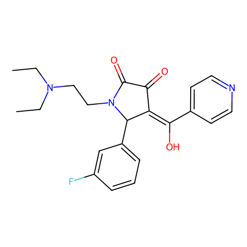 1-(2-diethylaminoethyl)-5-(3-fluorophenyl)-4-[hydroxy(pyridin-4-yl)methylidene]pyrrolidine-2,3-dione structure