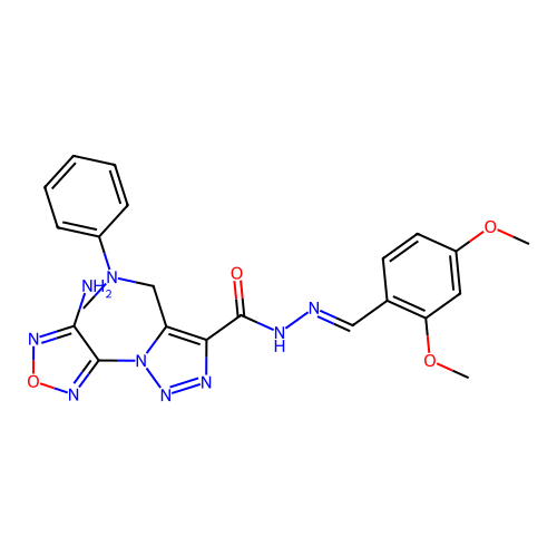 (E)-1-(4-amino-1,2,5-oxadiazol-3-yl)-N'-(2,4-dimethoxybenzylidene)-5-((methyl(phenyl)amino)methyl)-1H-1,2,3-triazole-4-carbohydrazide structure
