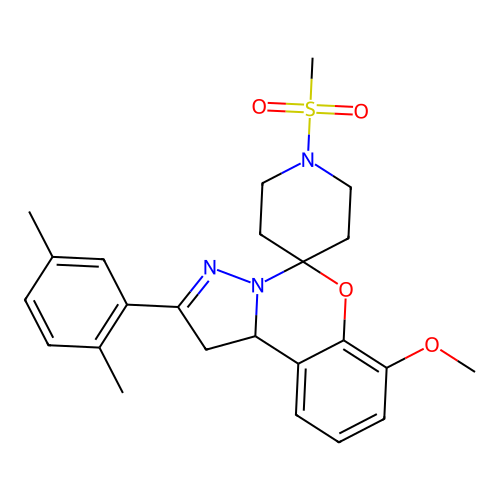 2'-(2,5-dimethylphenyl)-7'-methoxy-1-(methylsulfonyl)-1',10b'-dihydrospiro[piperidine-4,5'-pyrazolo[1,5-c][1,3]benzoxazine] structure