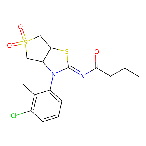(Z)-N-(3-(3-chloro-2-methylphenyl)-5,5-dioxidotetrahydrothieno[3,4-d]thiazol-2(3H)-ylidene)butyramide structure