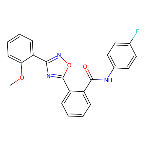N-(4-fluorophenyl)-2-[3-(2-methoxyphenyl)-1,2,4-oxadiazol-5-yl]benzamide structure