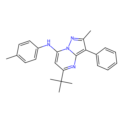 5-tert-butyl-2-methyl-N-(4-methylphenyl)-3-phenylpyrazolo[1,5-a]pyrimidin-7-amine structure