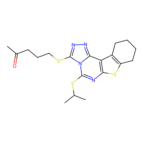 5-((5-(isopropylthio)-8,9,10,11-tetrahydrobenzo[4,5]thieno[3,2-e][1,2,4]triazolo[4,3-c]pyrimidin-3-yl)thio)pentan-2-one structure