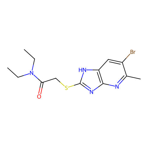 2-[(6-bromo-5-methyl-1H-imidazo[4,5-b]pyridin-2-yl)sulfanyl]-N,N-diethylacetamide structure