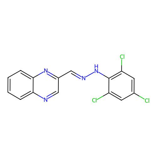 2-{(E)-[2-(2,4,6-trichlorophenyl)hydrazinylidene]methyl}quinoxaline structure