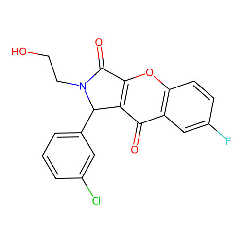 1-(3-chlorophenyl)-7-fluoro-2-(2-hydroxyethyl)-1,2-dihydrochromeno[2,3-c]pyrrole-3,9-dione structure