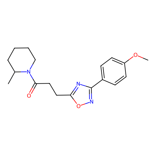 3-[3-(4-methoxyphenyl)-1,2,4-oxadiazol-5-yl]-1-(2-methylpiperidin-1-yl)propan-1-one structure