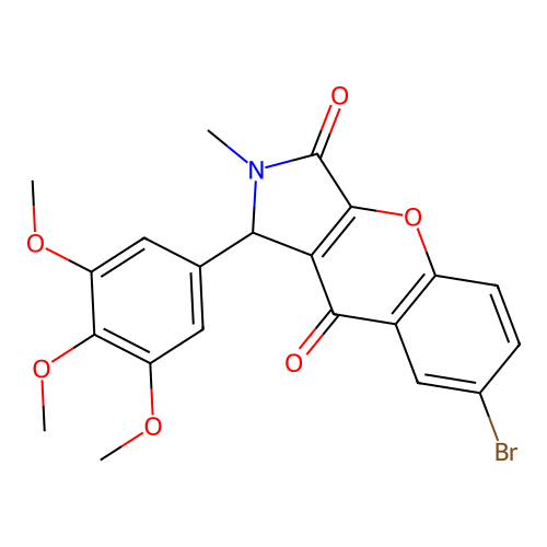 7-bromo-2-methyl-1-(3,4,5-trimethoxyphenyl)-1,2-dihydrochromeno[2,3-c]pyrrole-3,9-dione structure