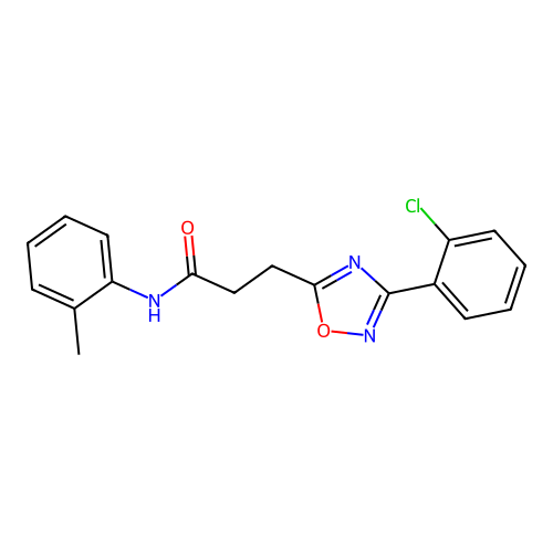 3-[3-(2-chlorophenyl)-1,2,4-oxadiazol-5-yl]-N-(2-methylphenyl)propanamide structure