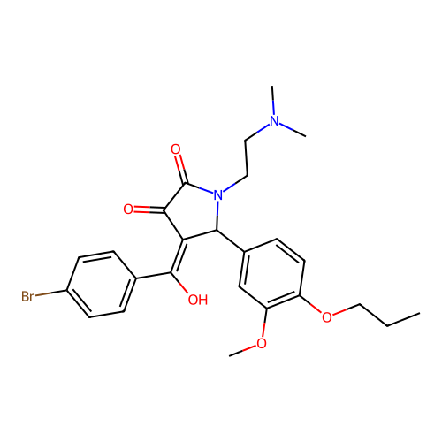 (4E)-4-[(4-bromophenyl)-hydroxymethylidene]-1-(2-dimethylaminoethyl)-5-(3-methoxy-4-propoxyphenyl)pyrrolidine-2,3-dione structure