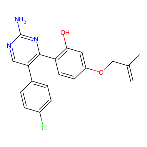 2-(2-Amino-5-(4-chlorophenyl)pyrimidin-4-yl)-5-((2-methylallyl)oxy)phenol structure