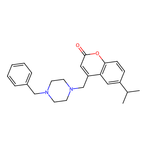 4-((4-benzylpiperazin-1-yl)methyl)-6-isopropyl-2H-chromen-2-one structure