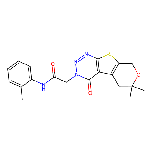 2-(6,6-Dimethyl-4-oxo-5,8-dihydro-4H,6H-7-oxa-9-thia-1,2,3-triaza-fluoren-3-yl)-N-o-tolyl-acetamide structure