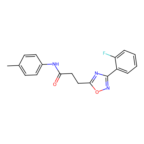 3-[3-(2-fluorophenyl)-1,2,4-oxadiazol-5-yl]-N-(4-methylphenyl)propanamide structure