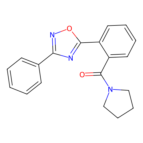 [2-(3-Phenyl-1,2,4-oxadiazol-5-yl)phenyl]-pyrrolidin-1-ylmethanone structure